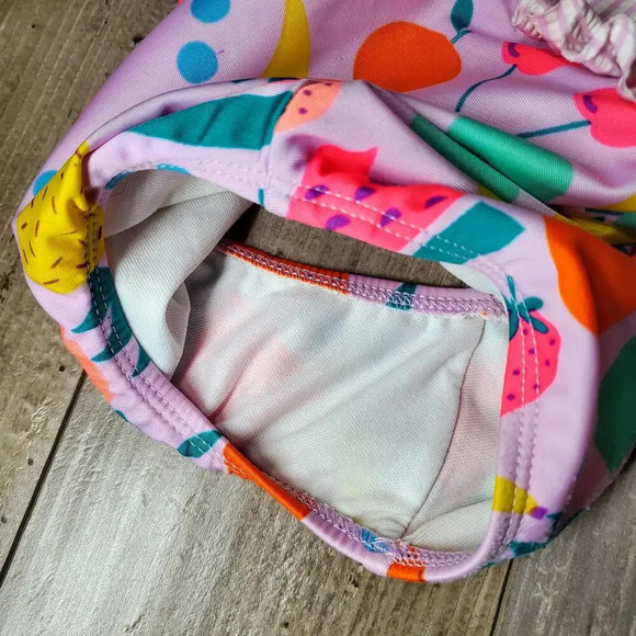 Cat & Jack Purple Striped Fruit Pattern One Piece Swimsuit Toddler Girl Size 2T - Picture 8 of 9